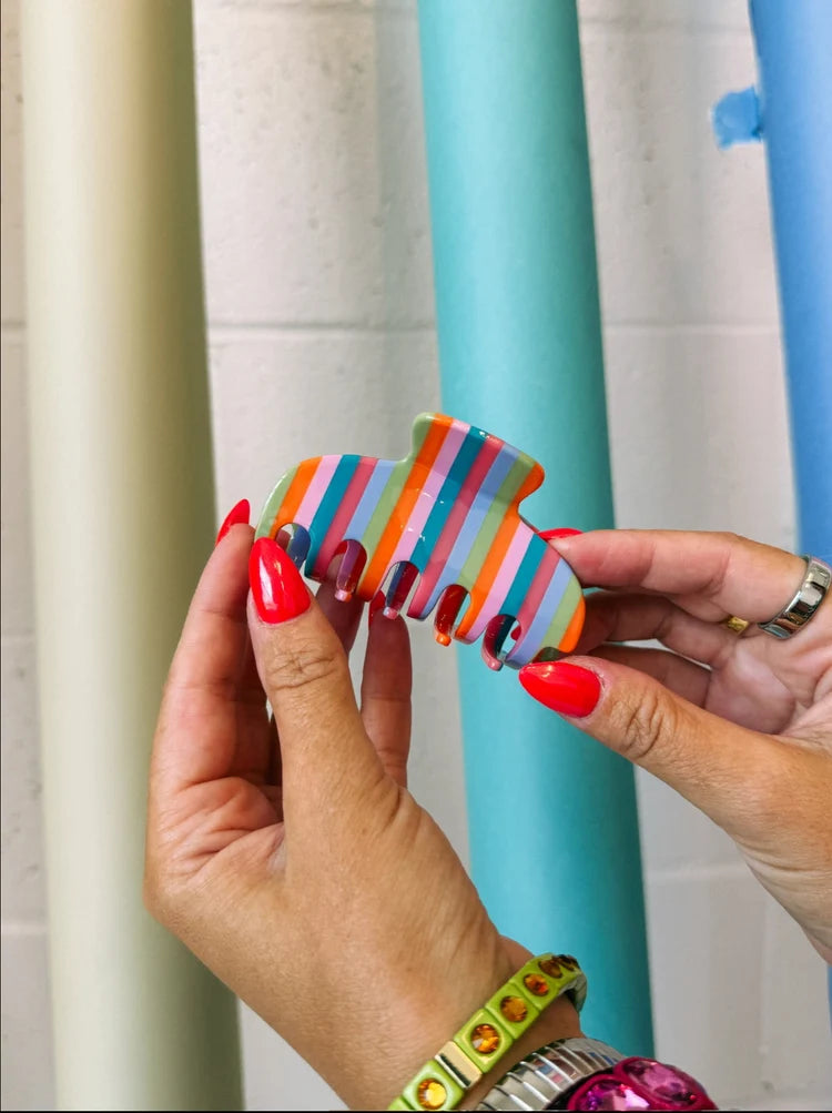 stripe hair clip - citrus