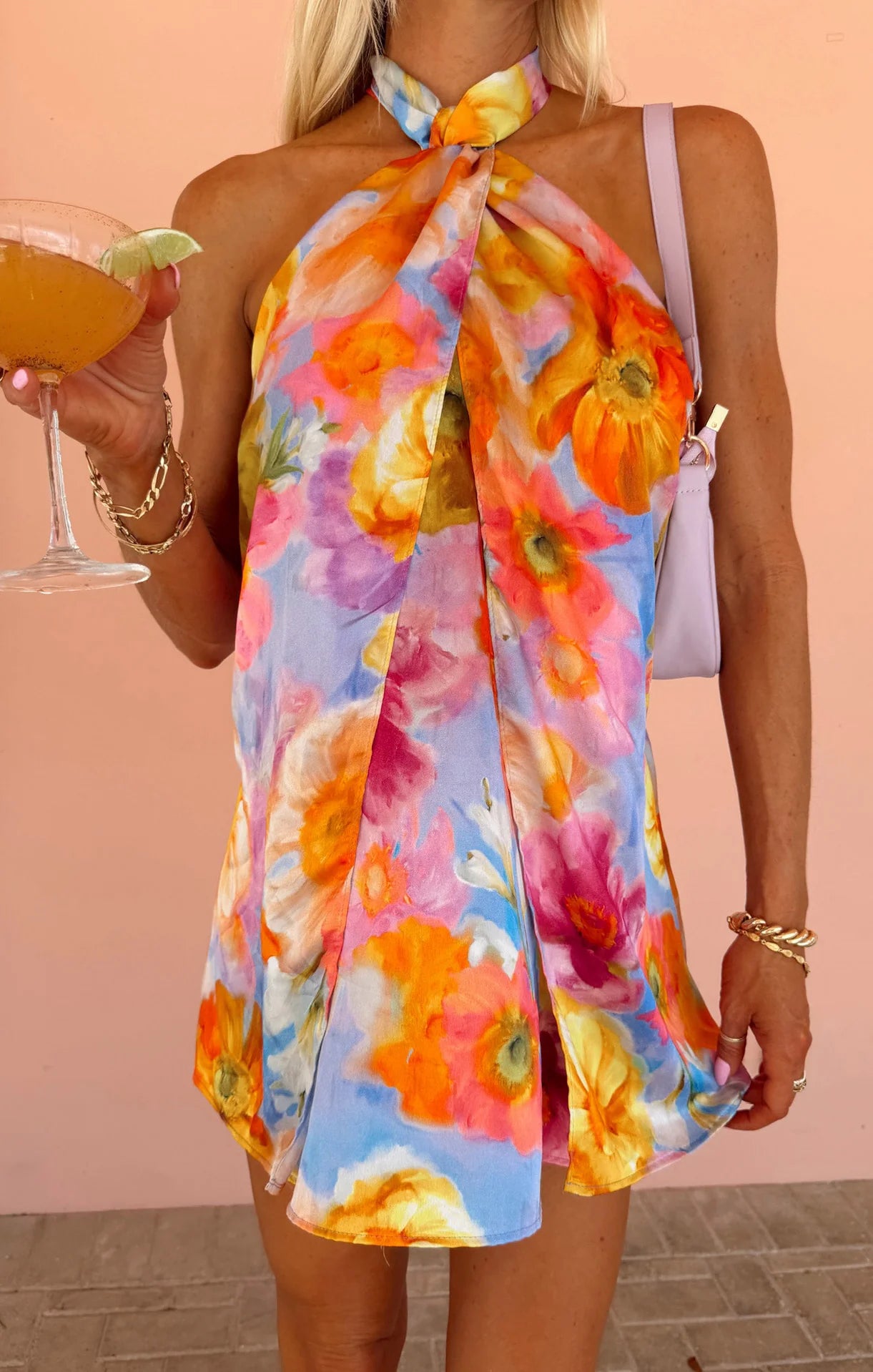 Twist Mini Dress Brushed Blooms