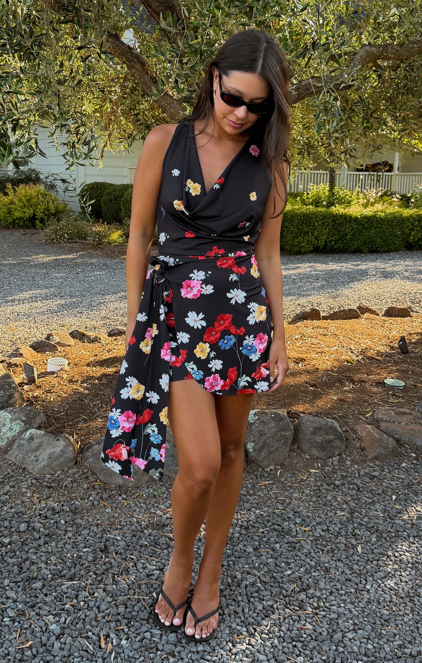 Callie Cowl Dress Falling Floral