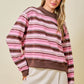 Donna Pink Striped Mockneck