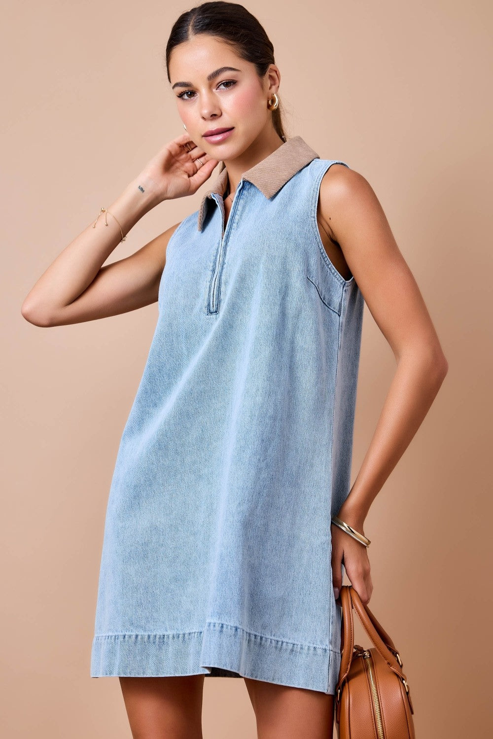 Daphne Denim Half Zip Dress