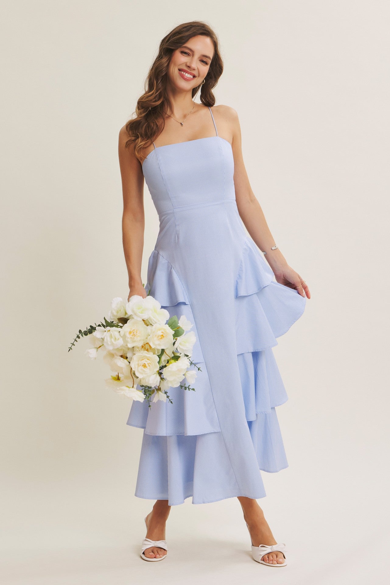 Imani Blue Linen Maxi Dress