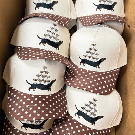 Dachshund Espresso Martini - Brown Polka Dot Trucker Hat