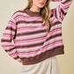 Donna Pink Striped Mockneck