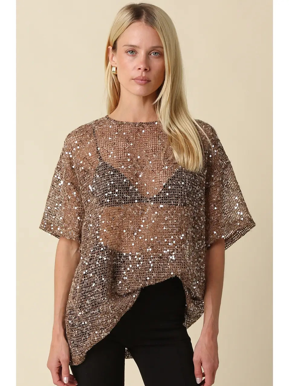 Rena Sequin Mesh Top