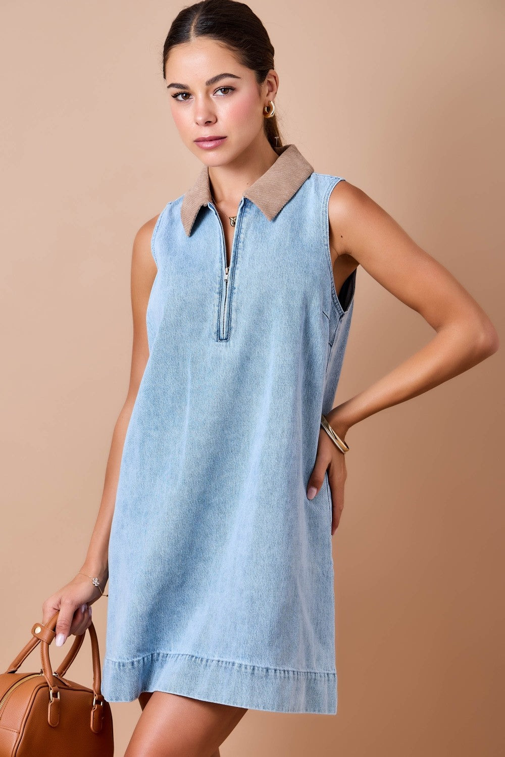 Daphne Denim Half Zip Dress