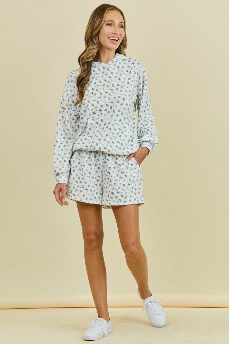 Layla Blue Ribbed Hoodie