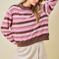 Donna Pink Striped Mockneck