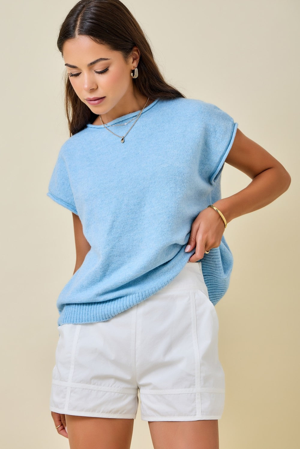 Diana Blue Cap Sleeve Sweater