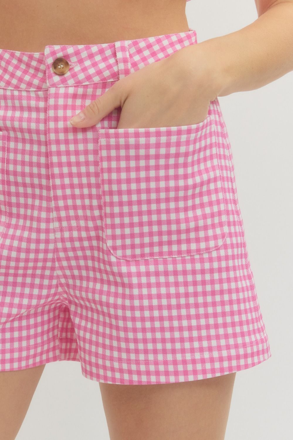 Etta Pink Gingham Shorts