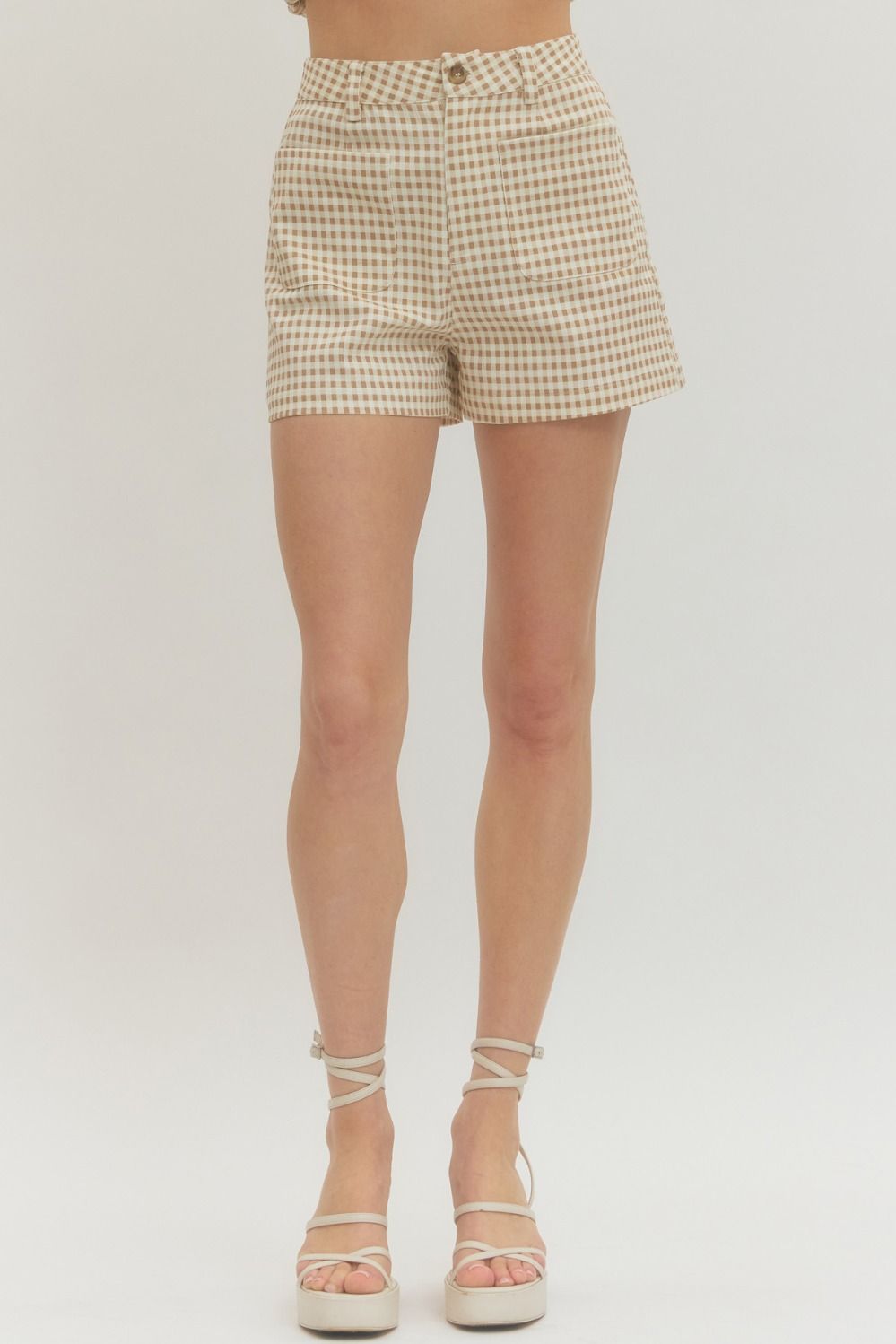 Etta Tan Gingham Shorts