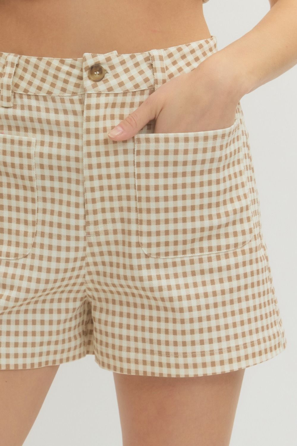 Etta Tan Gingham Shorts
