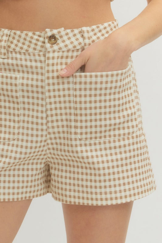 Etta Tan Gingham Shorts