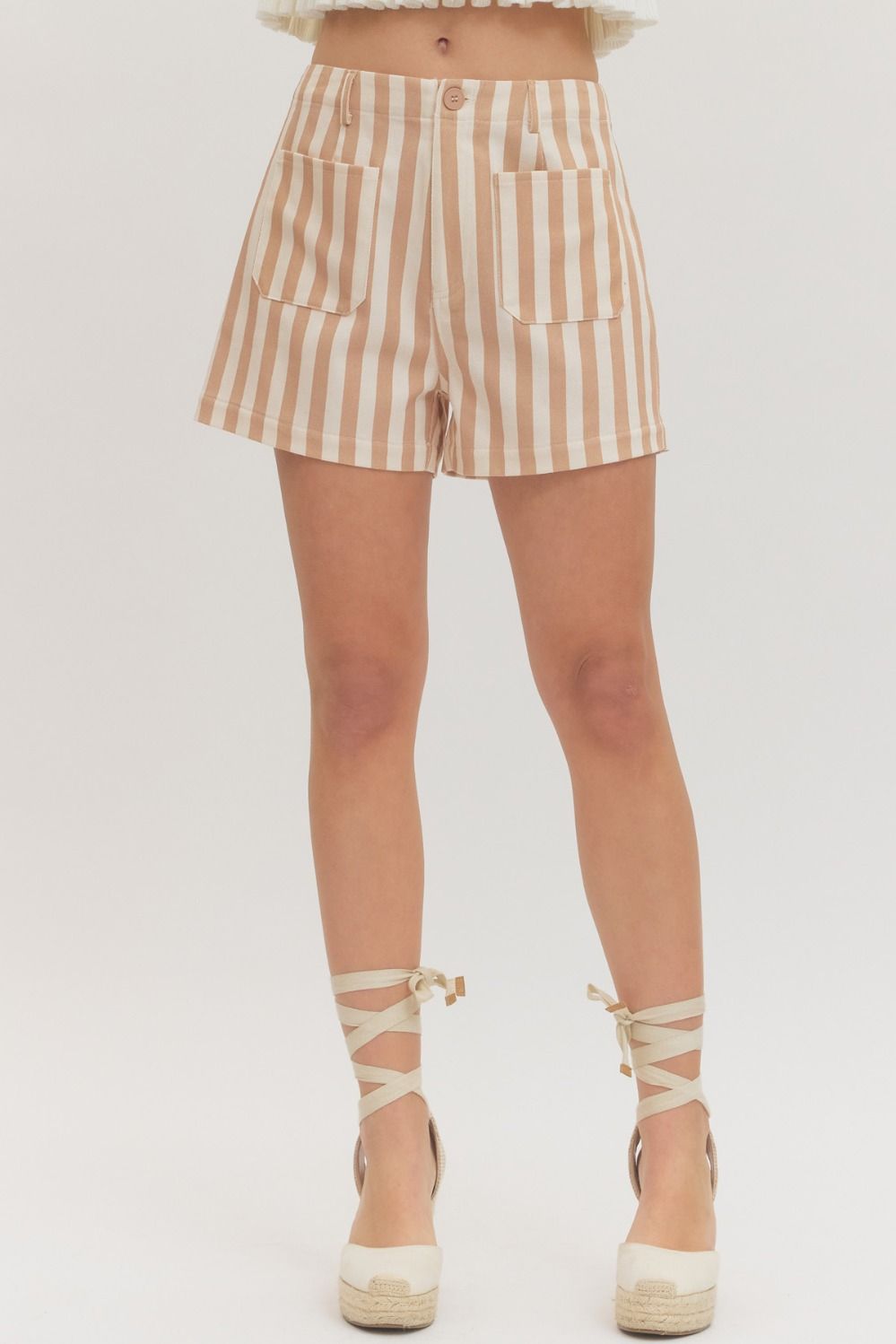 Emery Tan Striped Shorts