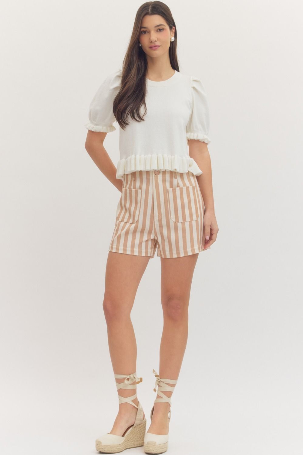 Emery Tan Striped Shorts