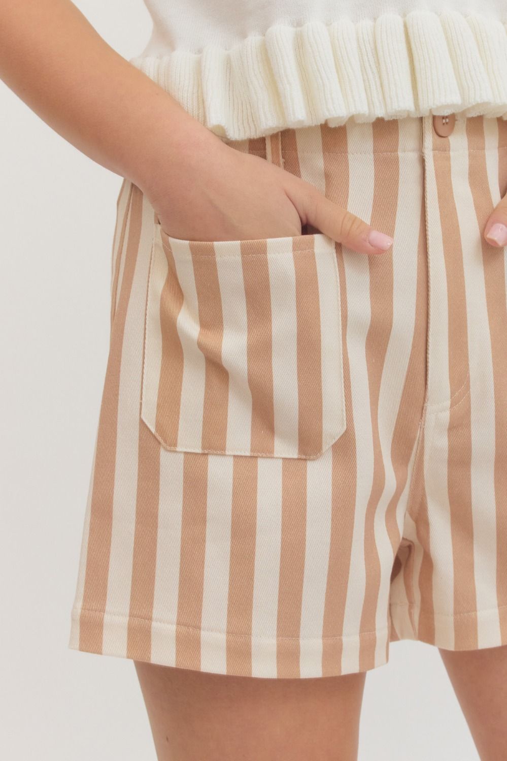 Emery Tan Striped Shorts