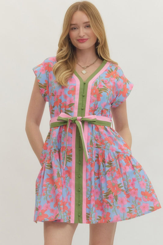 Emily Blue Floral Dress