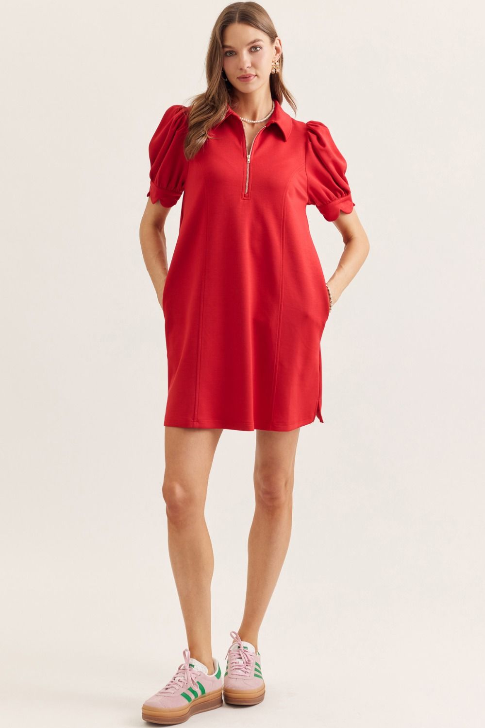 Emery Red Puff Sleeve Dress