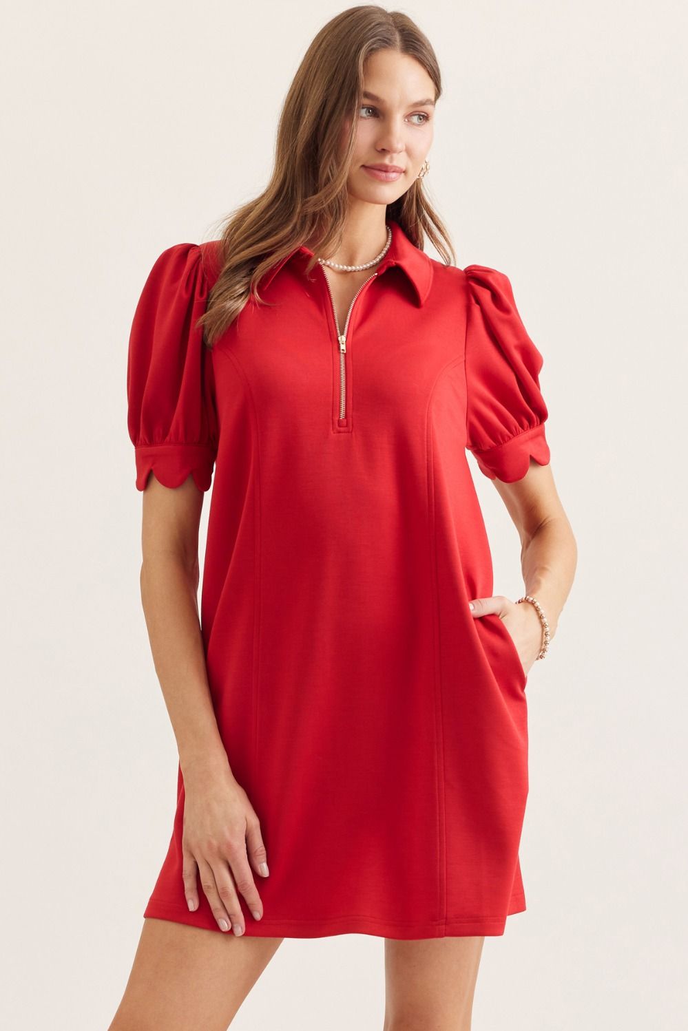 Emery Red Puff Sleeve Dress