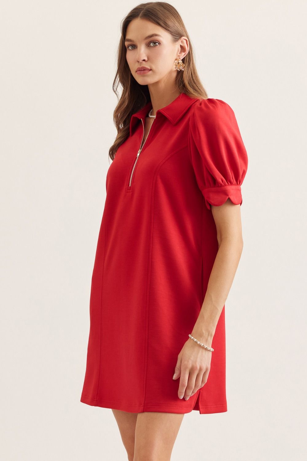 Emery Red Puff Sleeve Dress