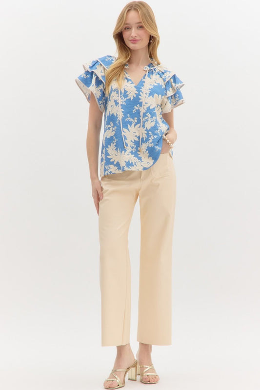 Eden blue pattern top