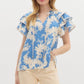 Eden blue pattern top