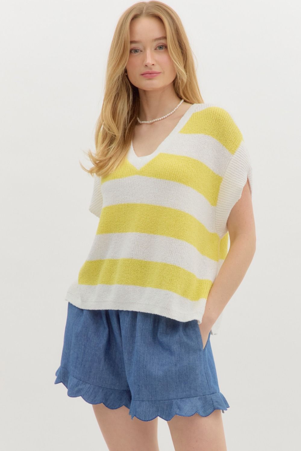Eva yellow striped top