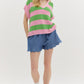Eva pink striped top