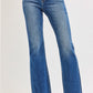 Risen High Rise Flare Jeans With Raw Cut Hem