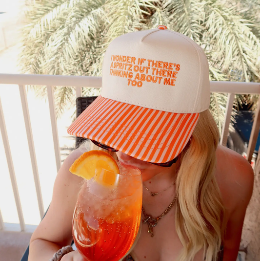 Spritz Hat Orange Striped Bill Embroidered Hat