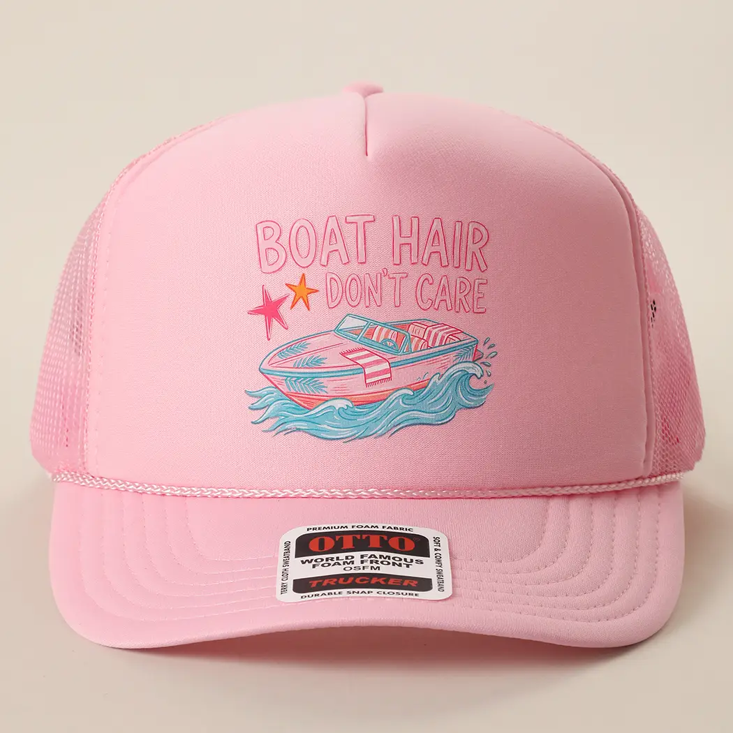 Boat Hair Don't Care Foam Mesh Trucker Hat Pink