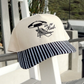 In No Rush- Black Striped Bill Embroidered Hat