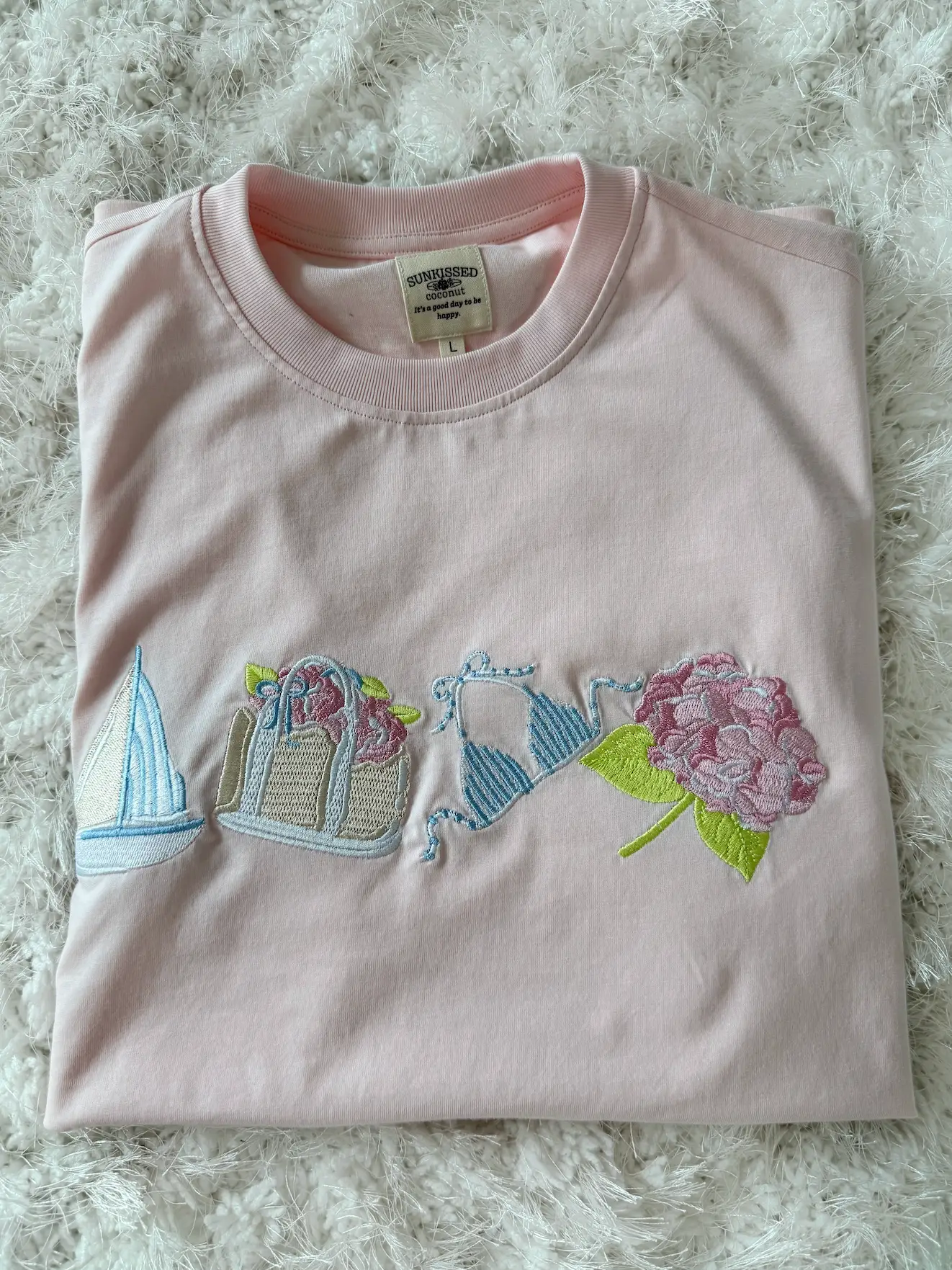 Pale Pink Old Harbor Garden Embroider Tee