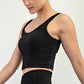 Nylon Rib V Neck Tank black
