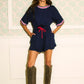 Becka Navy Ribbon Romper