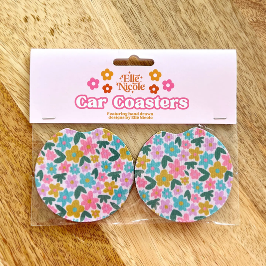 Car Cupholder Coasters - Sage Bloom