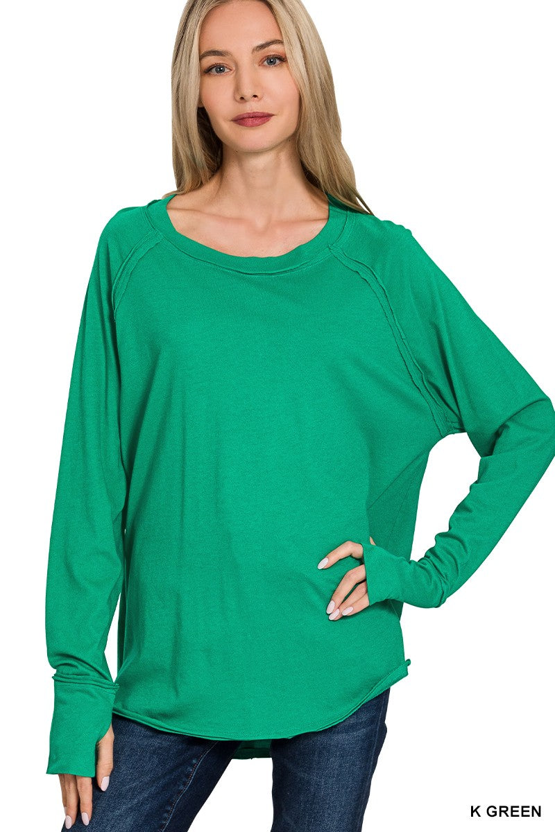 Cotton Thumbhole Top Green