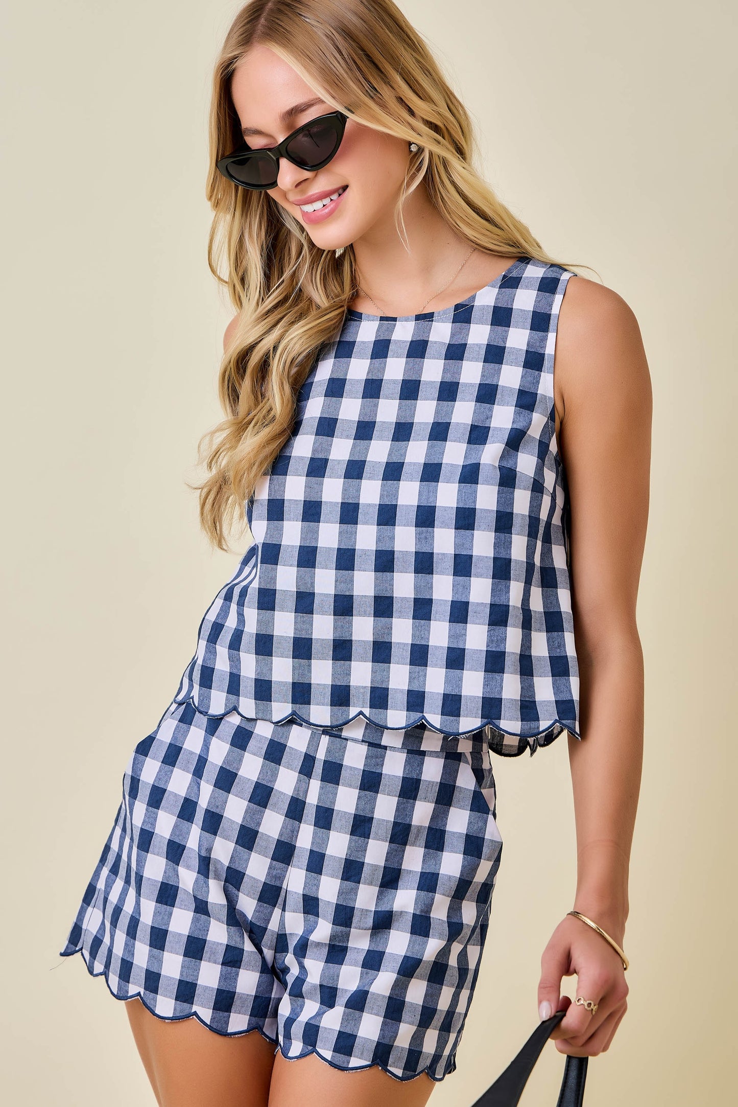 Deb Gingham Set Top Navy