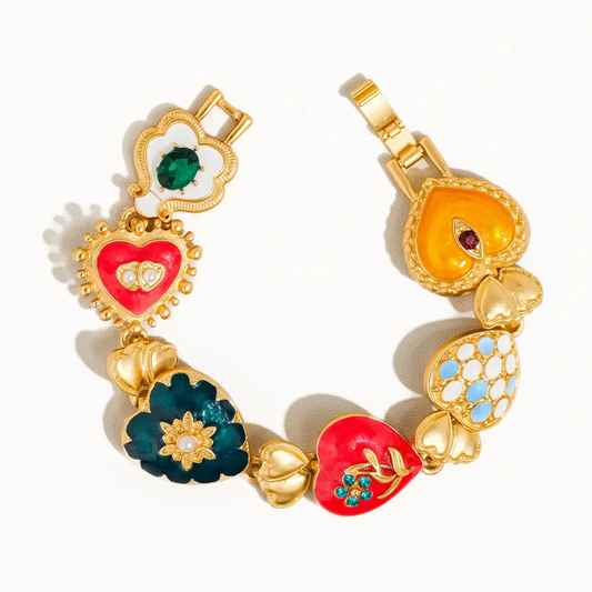 Elysian 18K Gold Boho Baroque Heart Color Bracelet