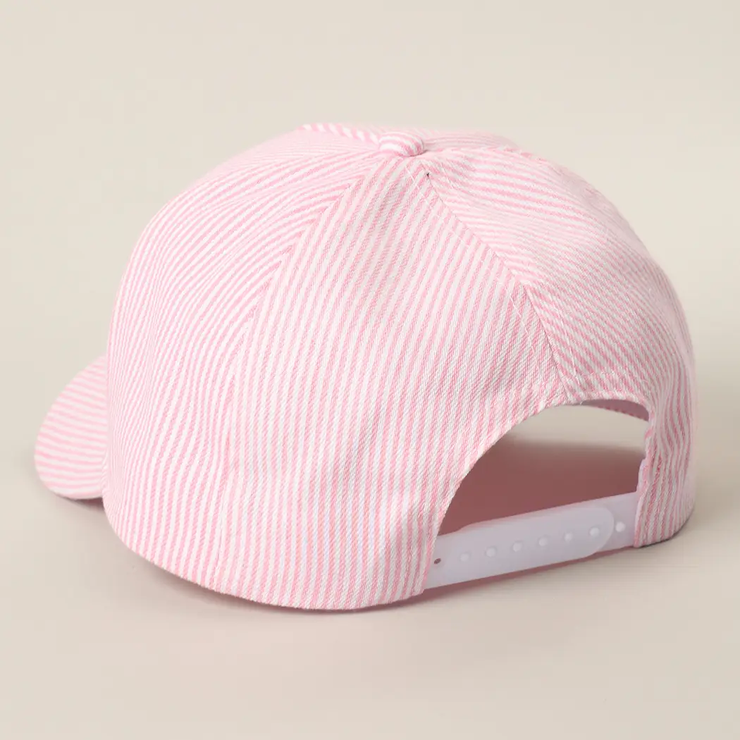 Really Busy Dilly Dallying Embroidered Seersucker Stripe Hat