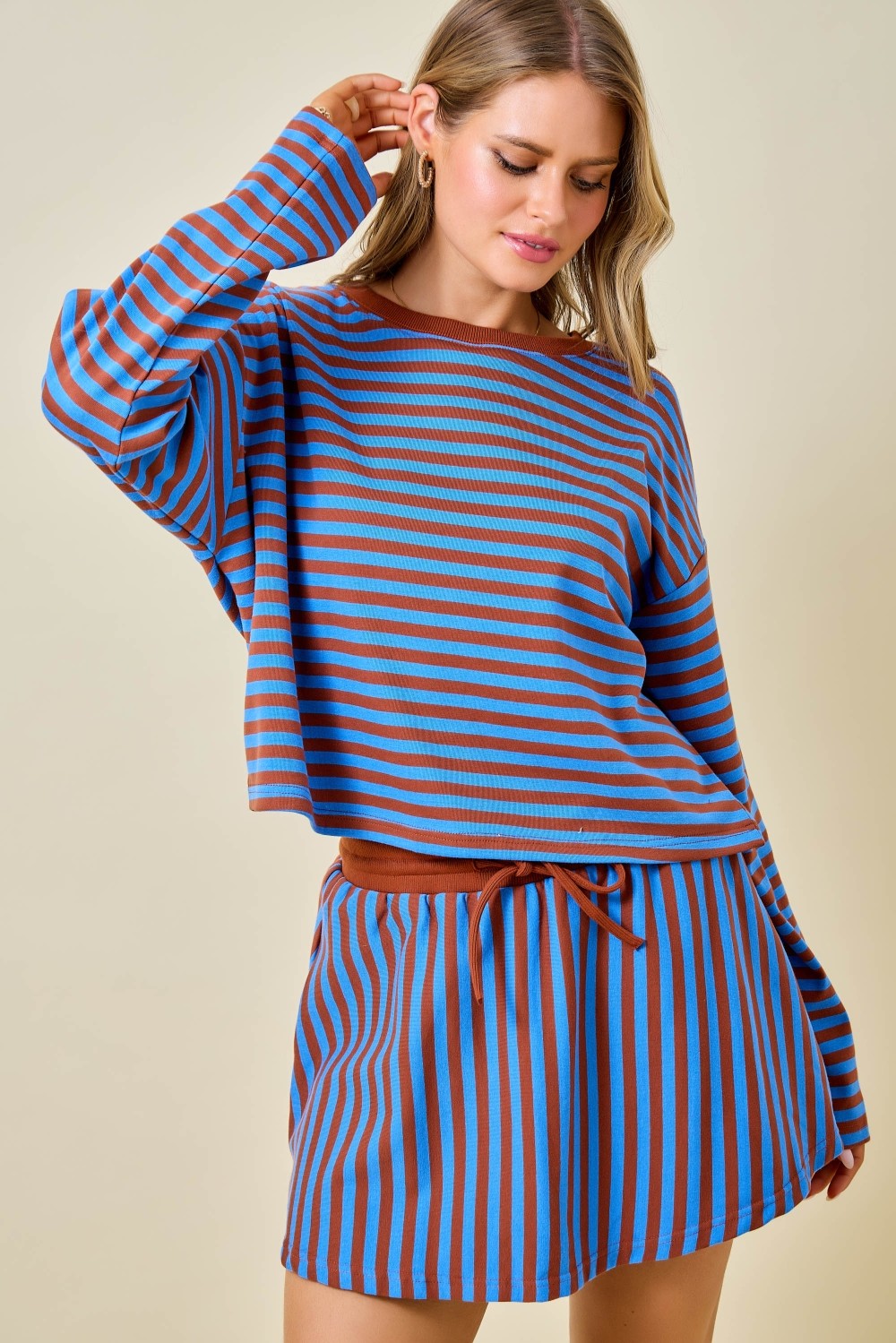 Daniela Blue and Brown Top
