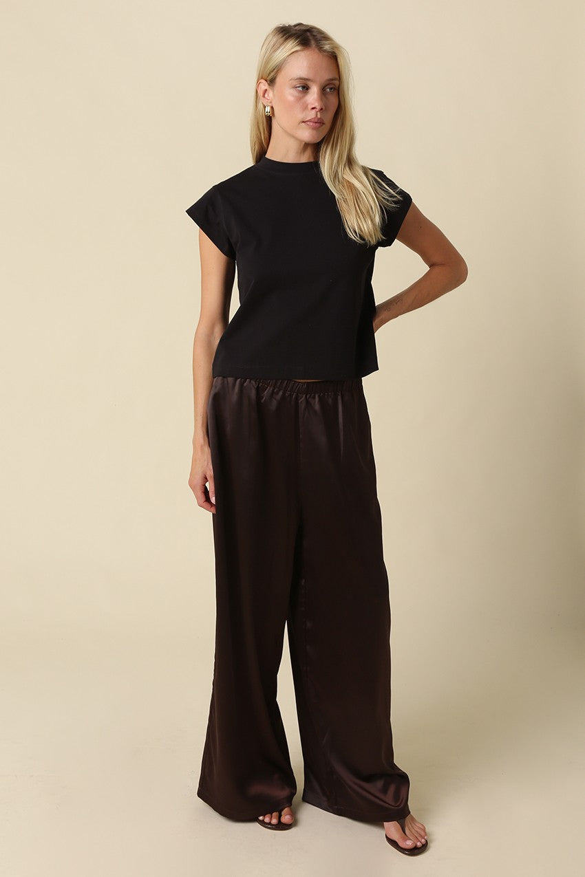 Valerie Cap Sleeve Crop Tee Black