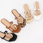 Golden Embellishment Double Strap Sandal Leopard