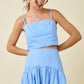 Delaney Blue Dot Crop Top