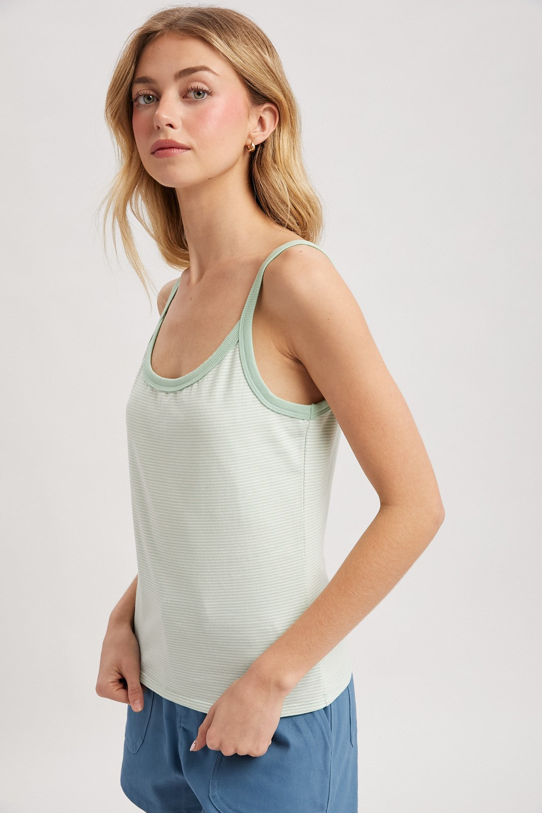 Willa Striped Tank Top Sage