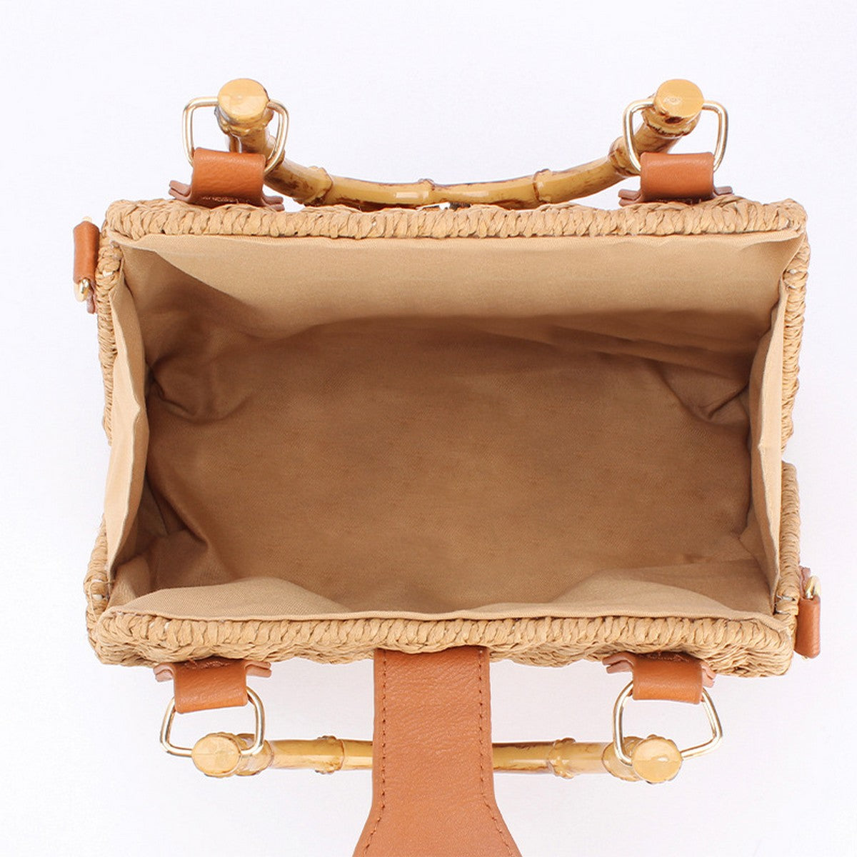 Straw Beach Bag with Bamboo Handle