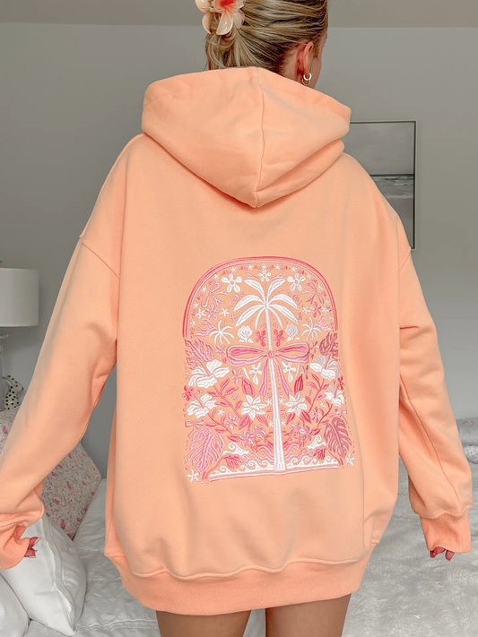 Sherbet Orange Tropical Palms Hoodie