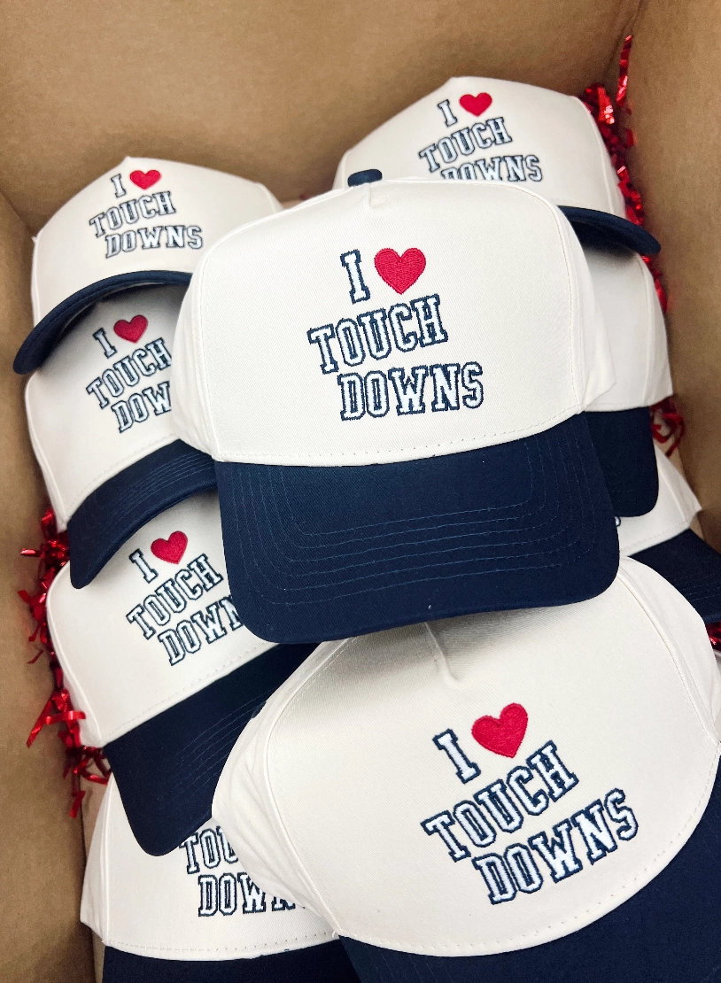 I Heart Touchdowns - Navy Vintage Trucker Hat