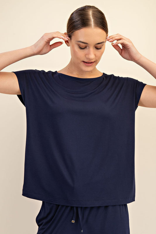 Basic Boat Neck Top navy