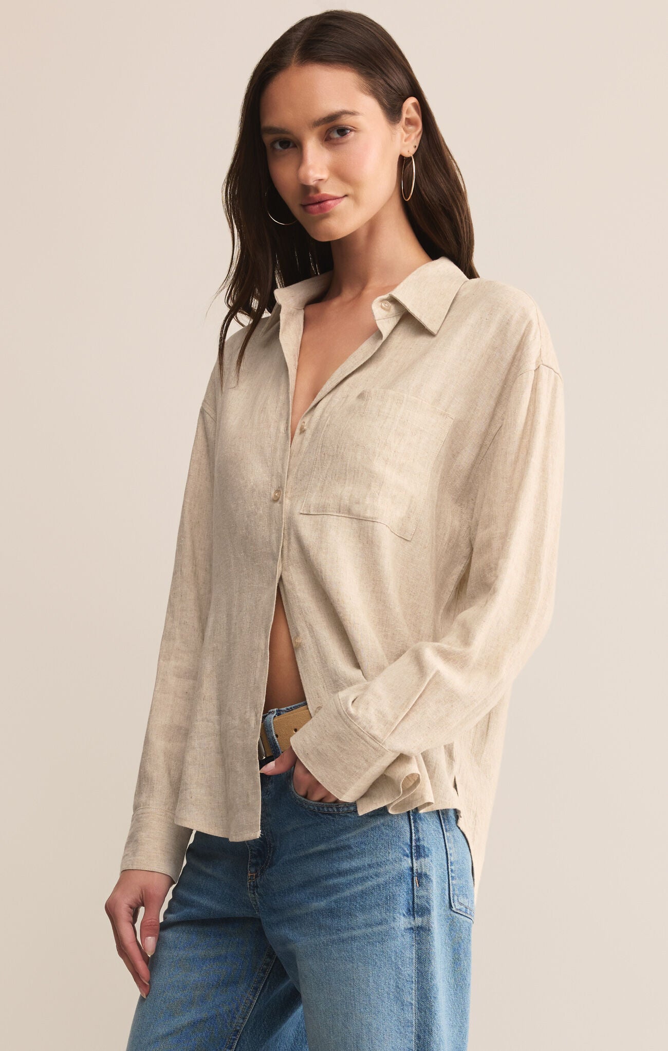 ALFIE BUTTON UP SHIRT FLAX
